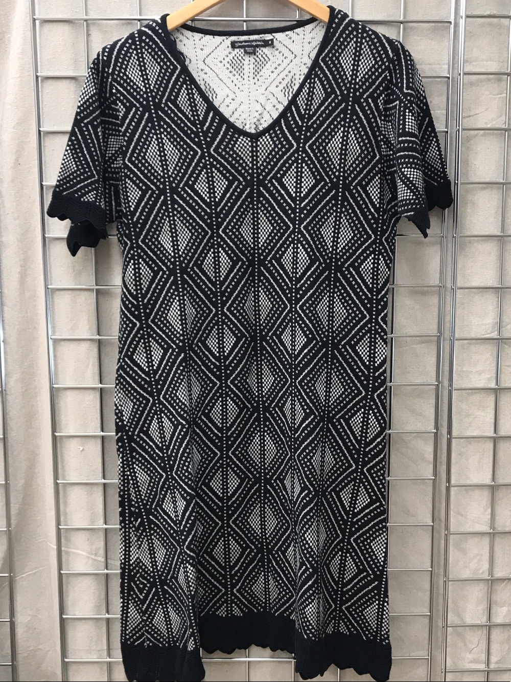 Gudrun Sjöden Black and White Geometric Knit Midi Dress
